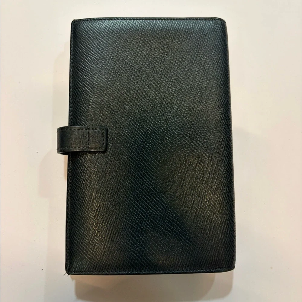 Authentic Celine Black Leather Continental Wallet Snap Strap Zip Pocket - Picture 6 of 9